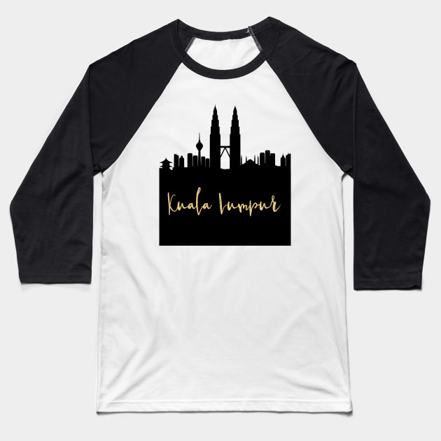 KUALA LUMPUR MALAYSIA DESIGNER SILHOUETTE SKYLINE ART Baseball T-Shirt by deificusArt